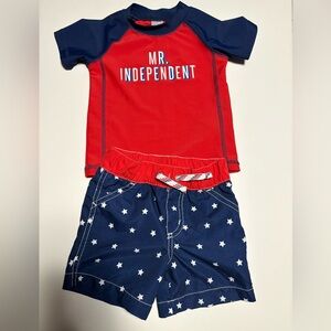 Carter’s red blue stars mr independent swim trunks rashguard set 18m